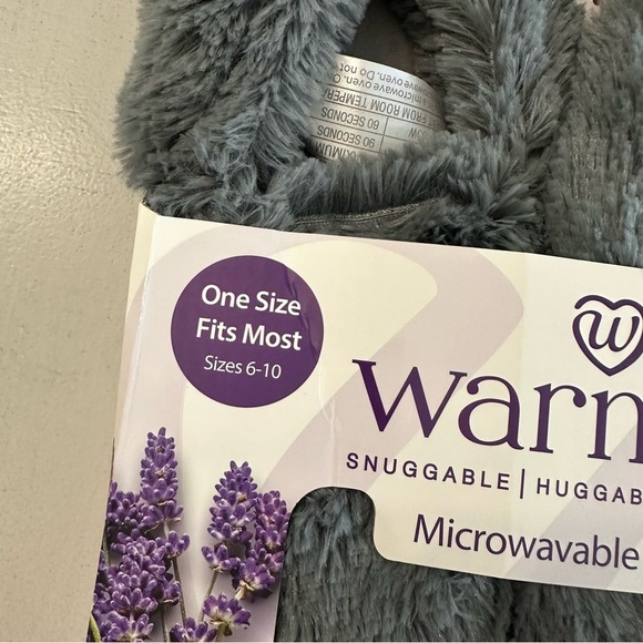 Warmies Women’s Grey Fuzzy Microwaveable Slippers One Size Fits Most 6-10 NIB - Picture 3 of 6